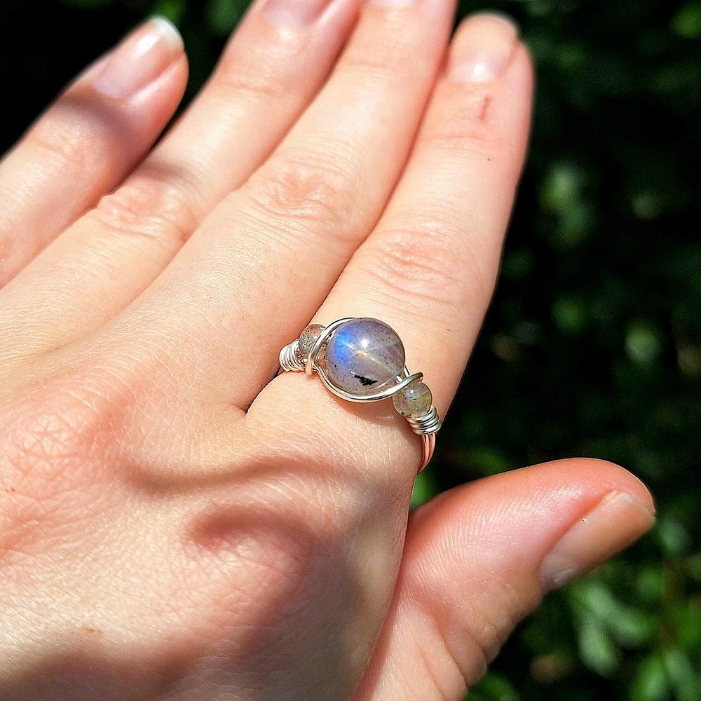 Triple Stone Labradorite Ring ~ Artisan Jewelry - image 4